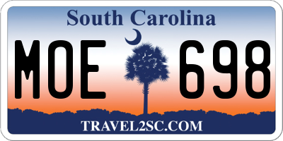 SC license plate MOE698
