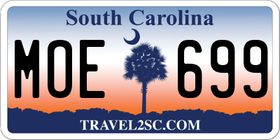 SC license plate MOE699