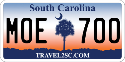 SC license plate MOE700