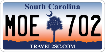 SC license plate MOE702