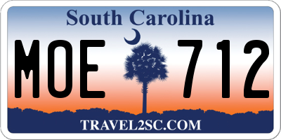 SC license plate MOE712