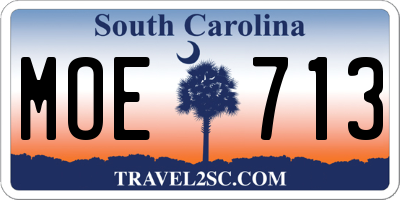 SC license plate MOE713