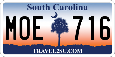SC license plate MOE716
