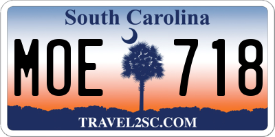 SC license plate MOE718