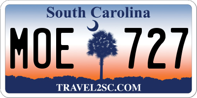 SC license plate MOE727