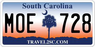 SC license plate MOE728