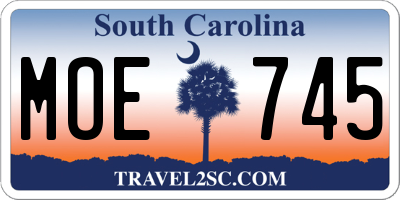 SC license plate MOE745