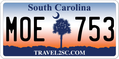 SC license plate MOE753