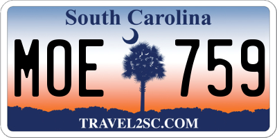 SC license plate MOE759