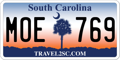 SC license plate MOE769