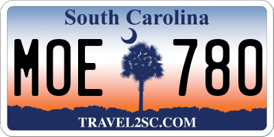 SC license plate MOE780