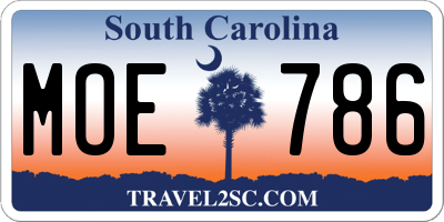 SC license plate MOE786
