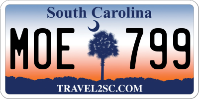 SC license plate MOE799