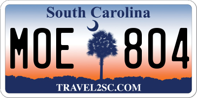 SC license plate MOE804