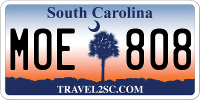SC license plate MOE808
