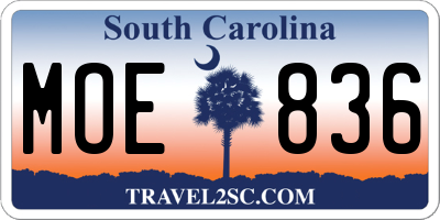 SC license plate MOE836