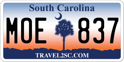 SC license plate MOE837