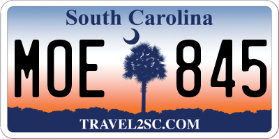 SC license plate MOE845