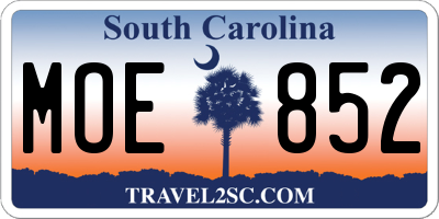 SC license plate MOE852