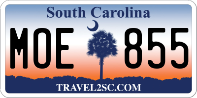 SC license plate MOE855