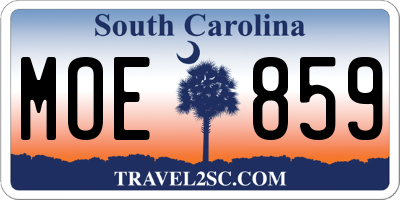 SC license plate MOE859