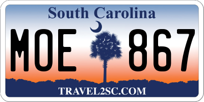 SC license plate MOE867