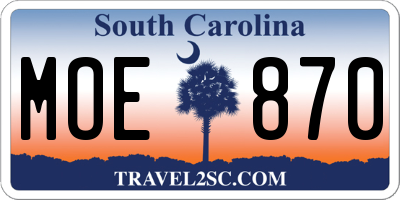 SC license plate MOE870