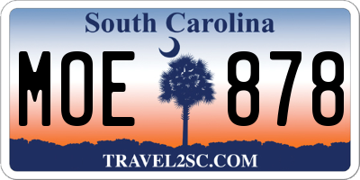 SC license plate MOE878