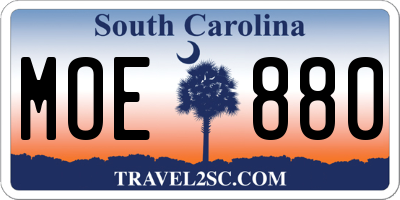 SC license plate MOE880