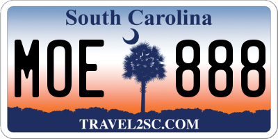 SC license plate MOE888