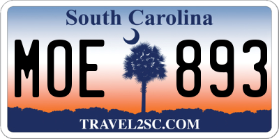 SC license plate MOE893