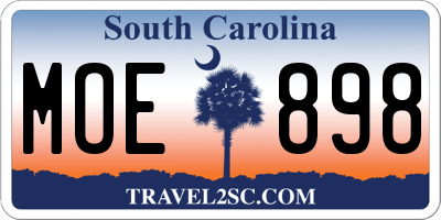 SC license plate MOE898