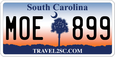 SC license plate MOE899