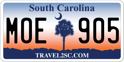 SC license plate MOE905