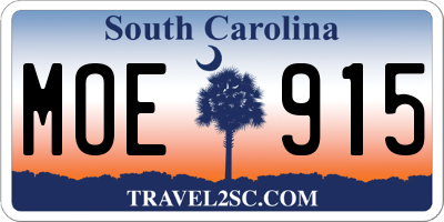 SC license plate MOE915