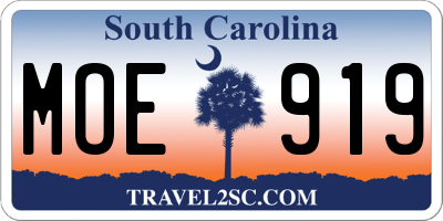 SC license plate MOE919