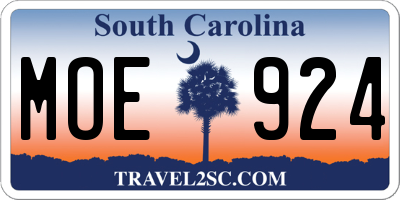 SC license plate MOE924