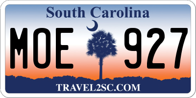 SC license plate MOE927