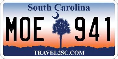 SC license plate MOE941