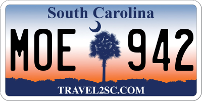 SC license plate MOE942
