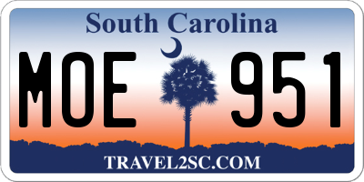 SC license plate MOE951