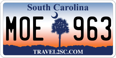SC license plate MOE963