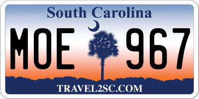 SC license plate MOE967