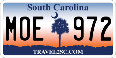 SC license plate MOE972