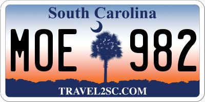 SC license plate MOE982