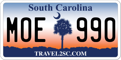 SC license plate MOE990