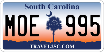 SC license plate MOE995