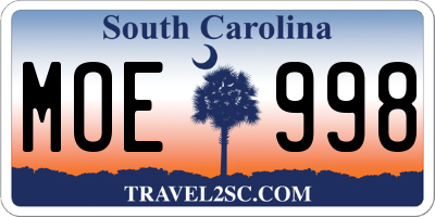 SC license plate MOE998