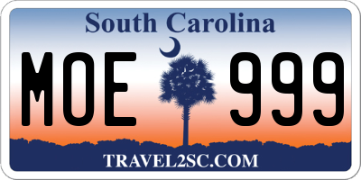 SC license plate MOE999