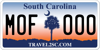 SC license plate MOF000